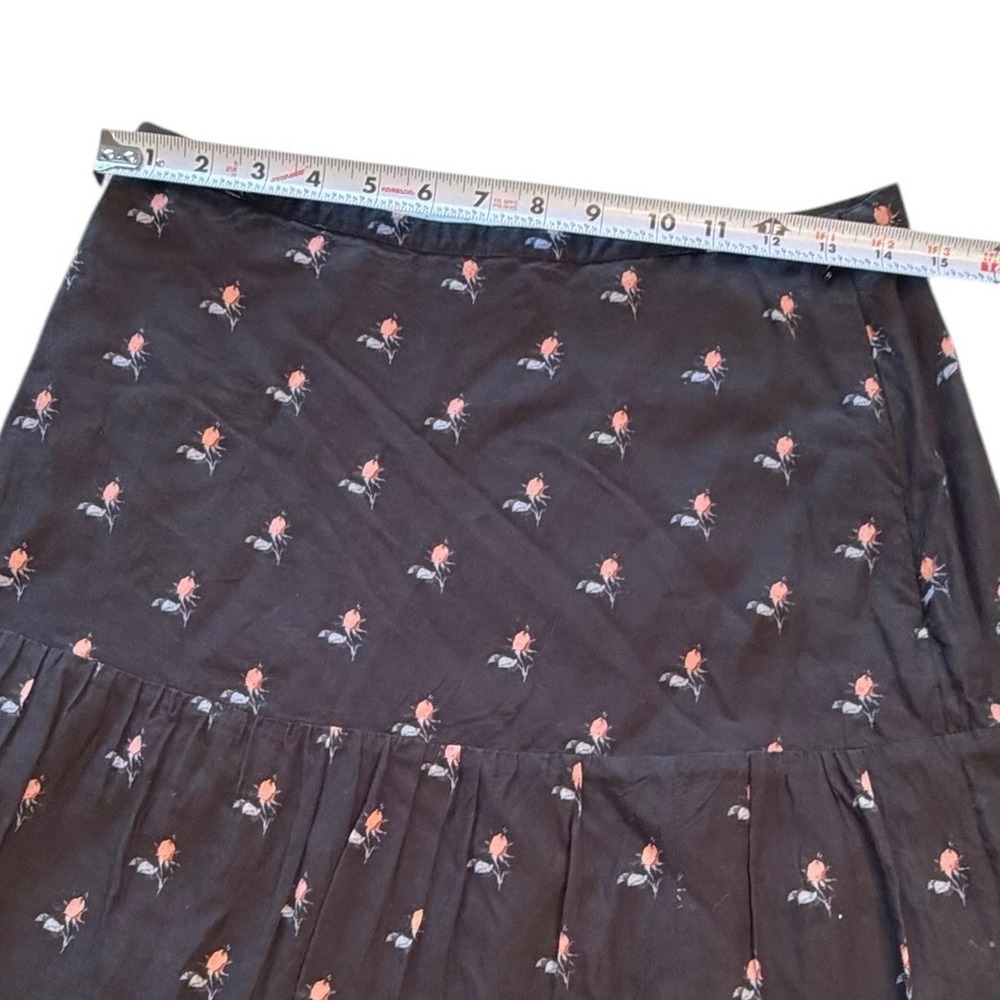 Paige Bestia Midi Skirt Black Blooming Dahlia Rose Bud Floral Cottage Medium - Picture 4 of 8